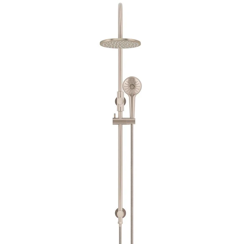 Meir Round Gooseneck Shower Set with 200mm Rose Three-Function Hand Shower - Champagne - Image 2