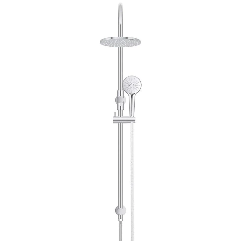 Meir Round Gooseneck Shower Set with 200mm Rose Three-Function Hand Shower - Polished Chrome - Image 2