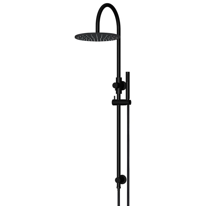 Meir Round Gooseneck Shower Set with 300mm Rose Single-Function Hand Shower - Black Matte