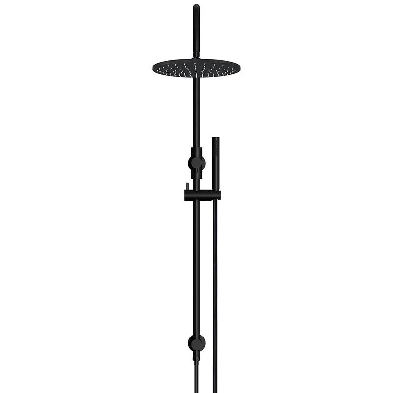 Meir Round Gooseneck Shower Set with 300mm Rose Single-Function Hand Shower - Black Matte - Image 2