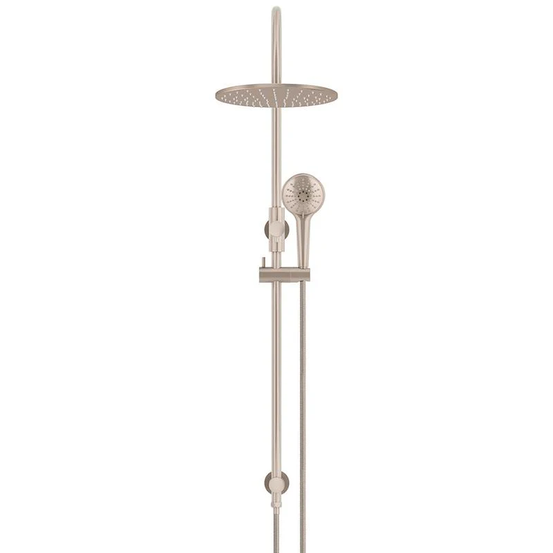 Meir Round Gooseneck Shower Set with 300mm Rose Three-Function Hand Shower - Champagne - Image 2