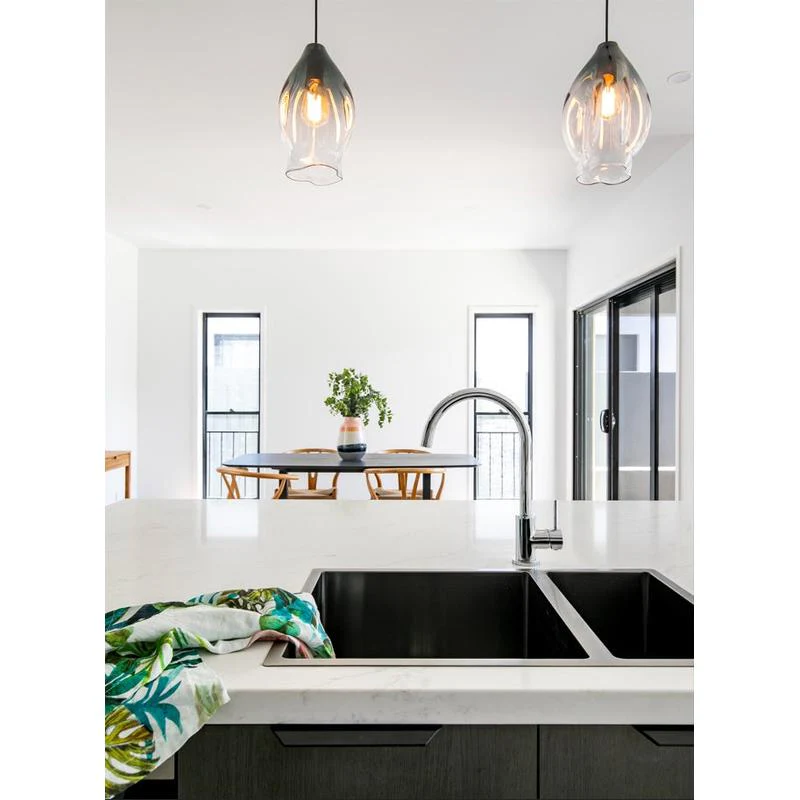 Meir Round Gooseneck Kitchen Sink Mixer Tap - Polished Chrome - Image 4