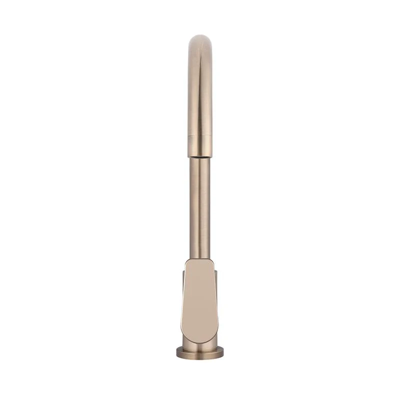 Meir Round Gooseneck Kitchen Sink Mixer Tap with Paddle Handle - Champagne - Image 3
