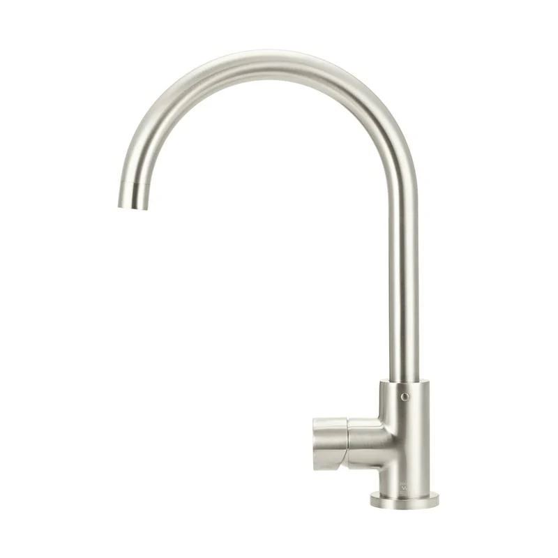 Meir Round Gooseneck Kitchen Sink Mixer Tap with Pinless Handle - PVD Brushed Nickel - Image 2