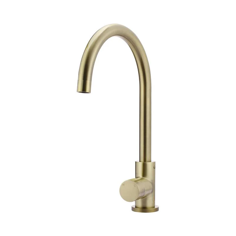 Meir Round Gooseneck Kitchen Sink Mixer Tap with Pinless Handle - PVD Tiger Bronze