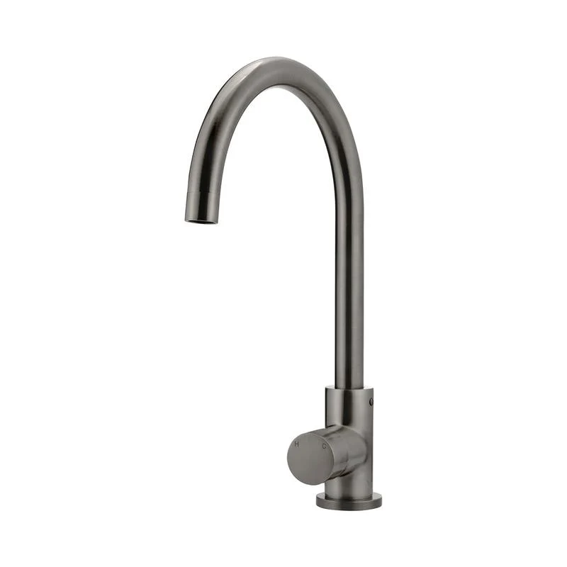 Meir Round Gooseneck Kitchen Sink Mixer Tap with Pinless Handle - Shadow Gun Metal