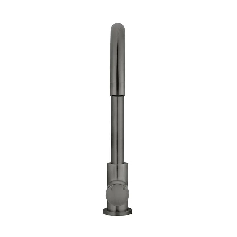 Meir Round Gooseneck Kitchen Sink Mixer Tap with Pinless Handle - Shadow Gun Metal - Image 3