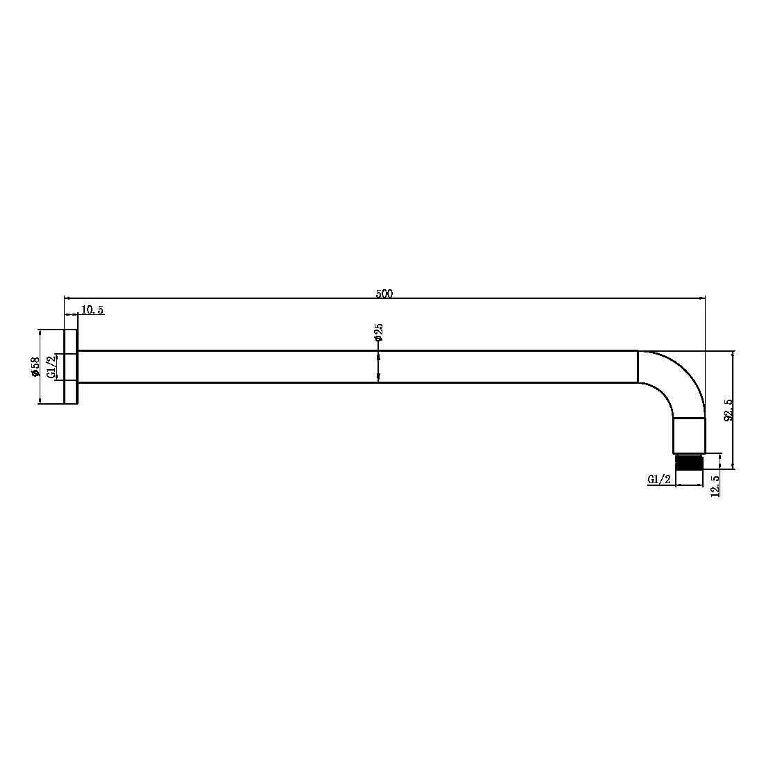 Nero Round Shower Arm Length - Brushed Gold - Image 3