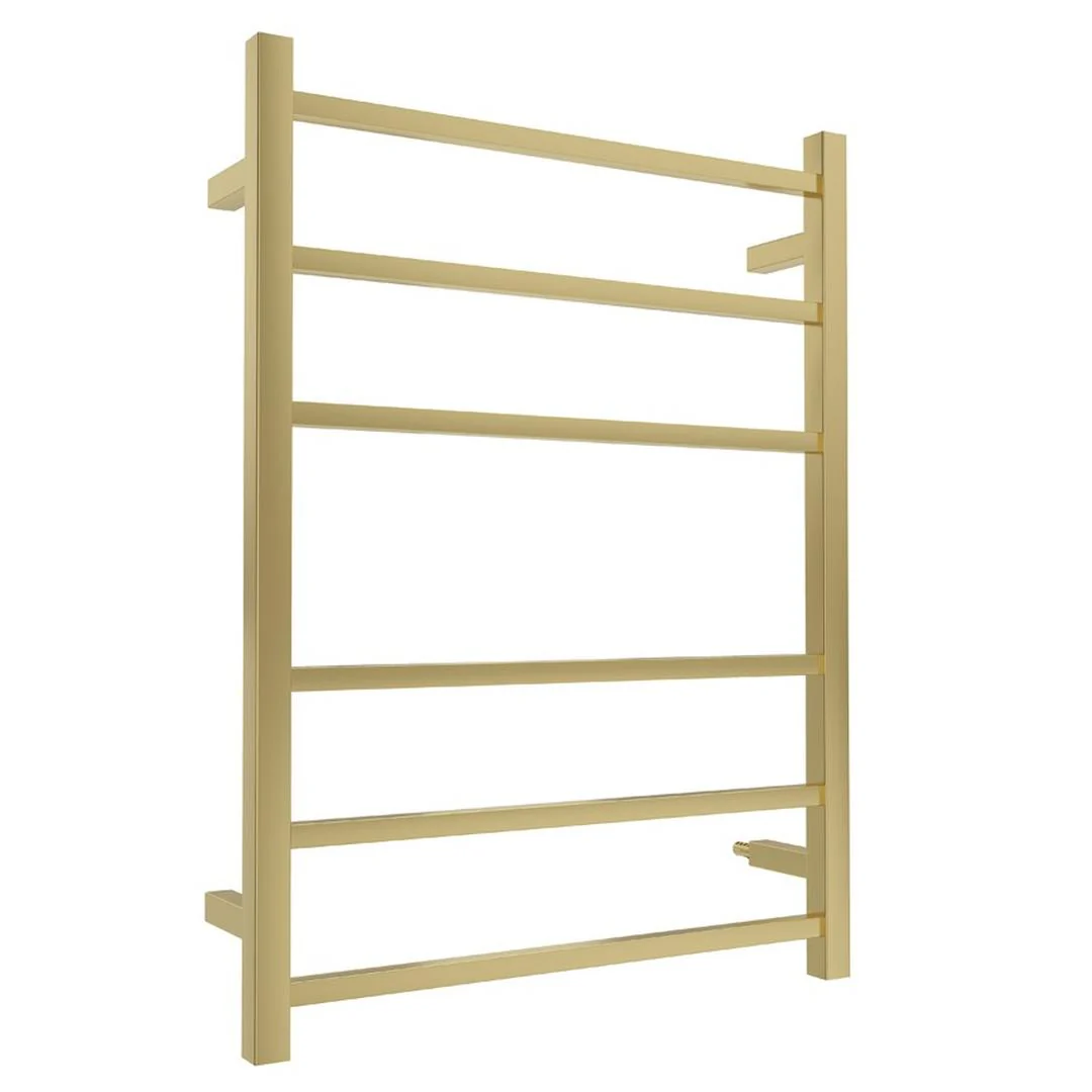 Linsol Spirit 6 Bar Heated Towel Rail - Brushed Brass