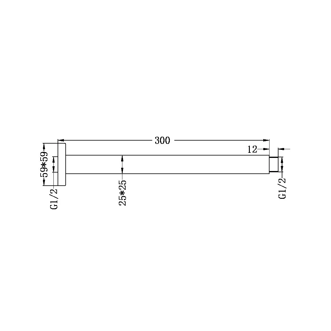 Nero Square Ceiling Arm 300mm Length - Gun Metal - Image 2