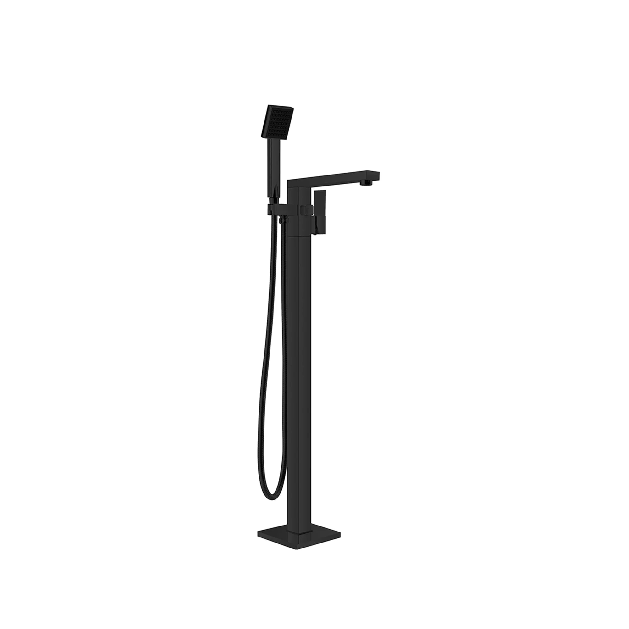 Nero Square Freestanding Bath Mixer With Hand Shower - Black Matte