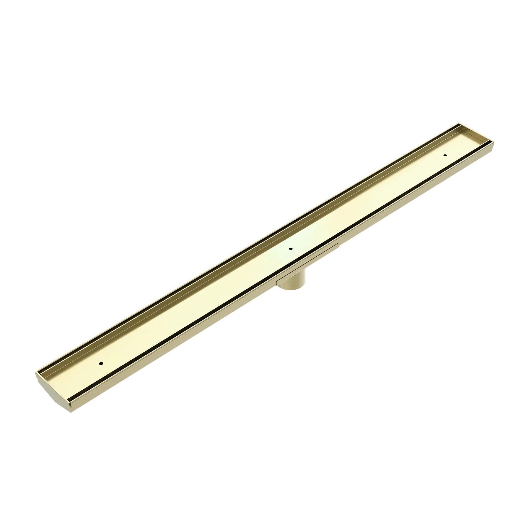 Nero Tile Insert V Channel Floor Grate 50mm Outlet With Hole Saw - Brushed Gold