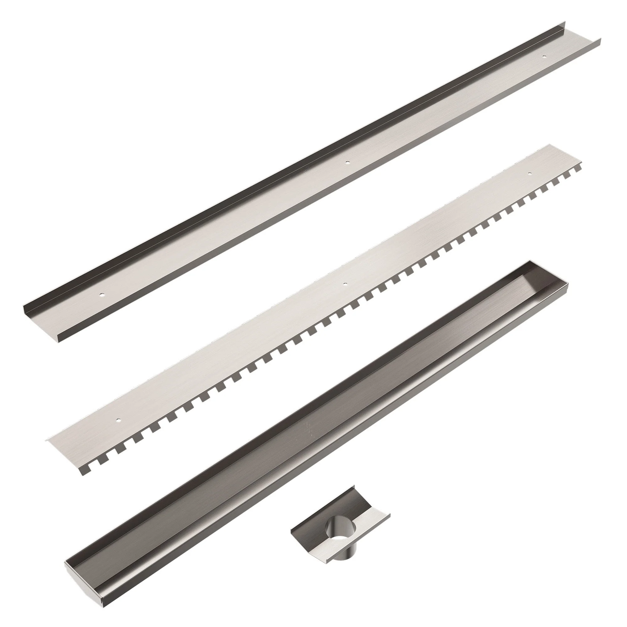 Nero Tile Insert V Channel Floor Grate 50mm Outlet With Hole Saw - Brushed Nickel - Image 3
