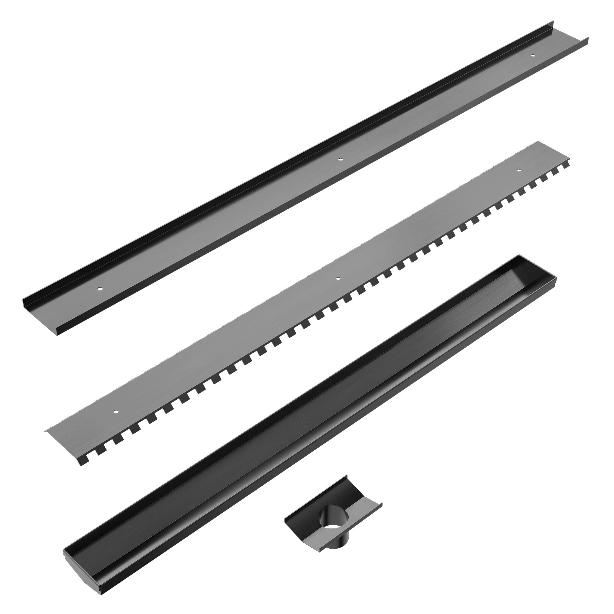 Nero Tile Insert V Channel Floor Grate 50mm Outlet With Hole Saw - Gun Metal - Image 2