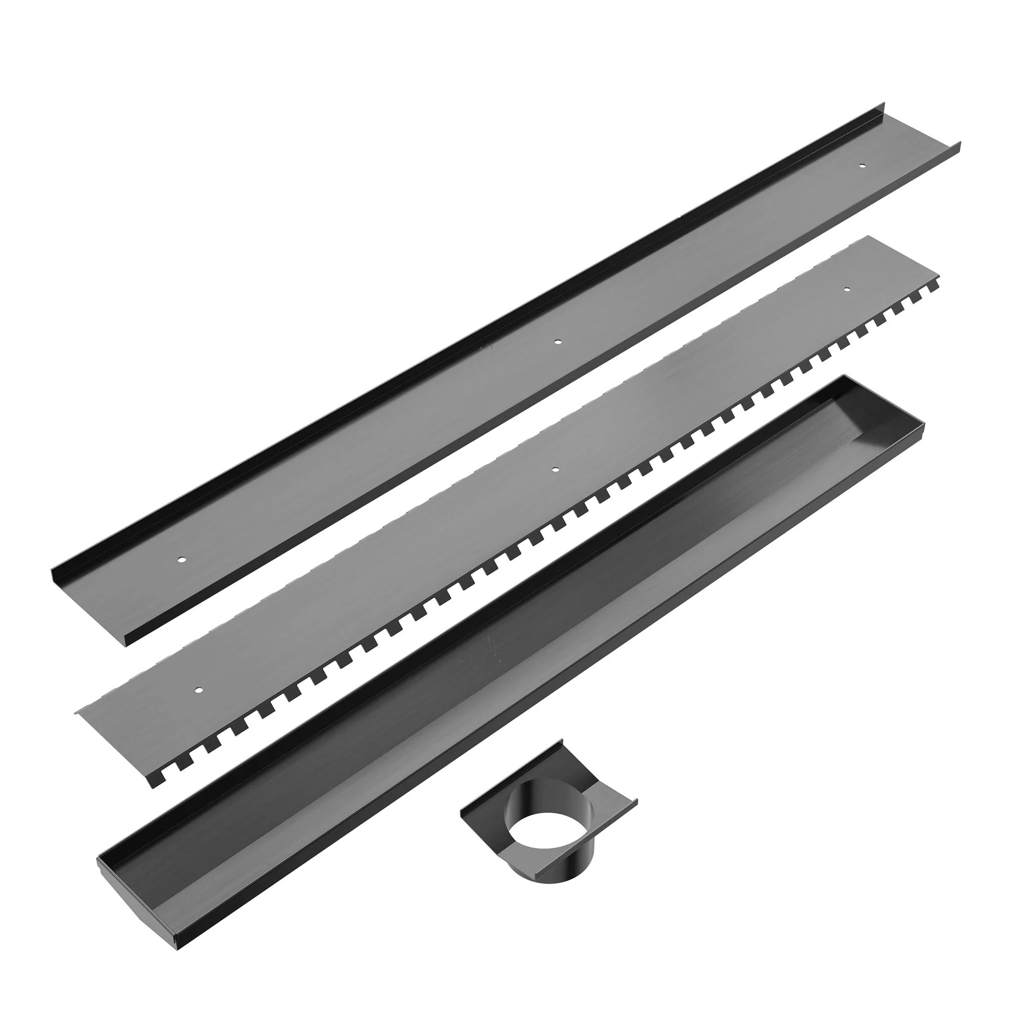 Nero Tile Insert V Channel Floor Grate 89mm Outlet With Hole Saw - Gun Metal - Image 3