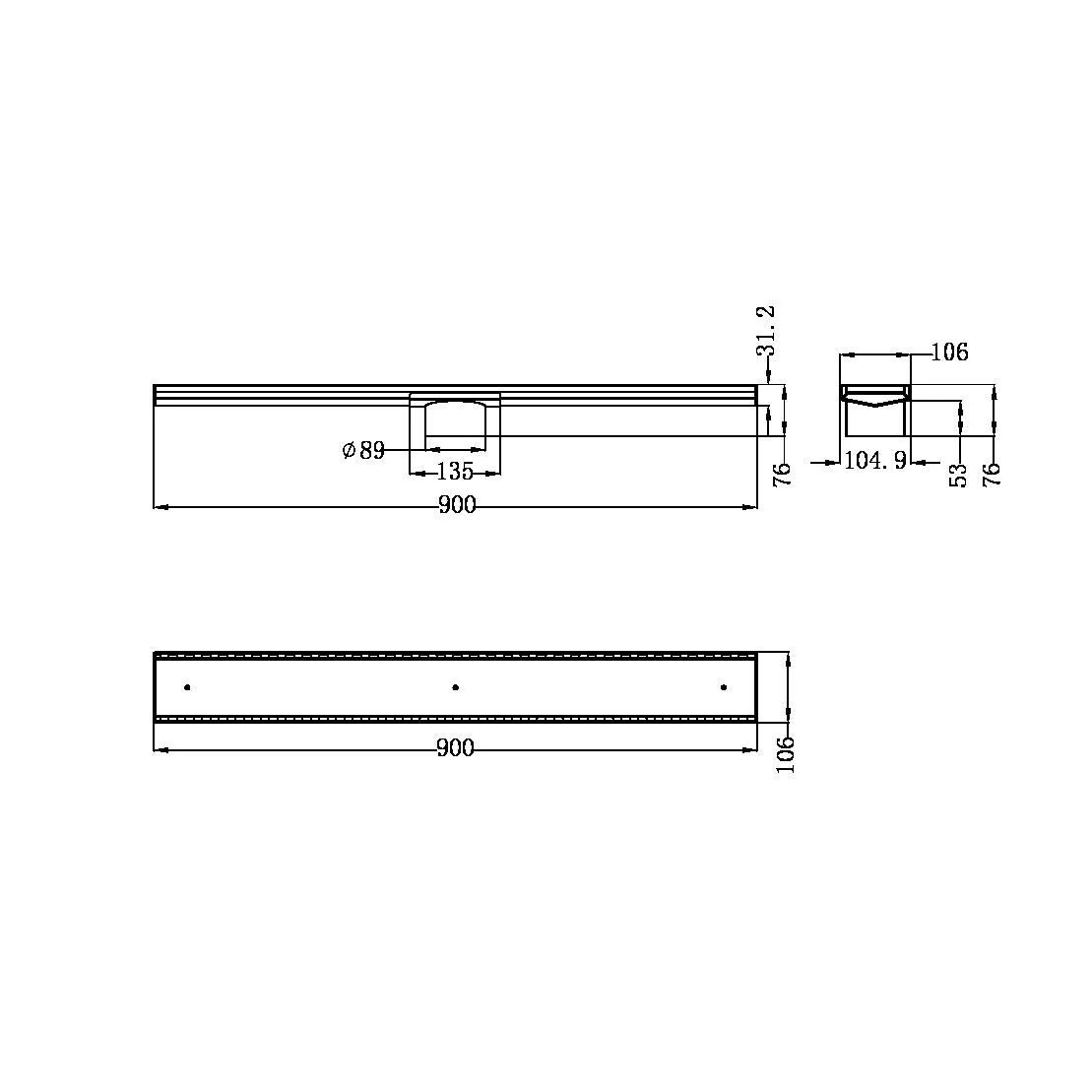 Nero Tile Insert V Channel Floor Grate 89mm Outlet With Hole Saw - Gun Metal - Image 4