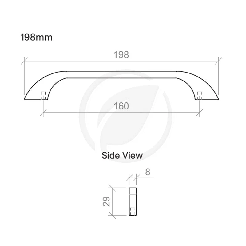 Timberline Curve 198mm Handle - Satin Gold - Image 2