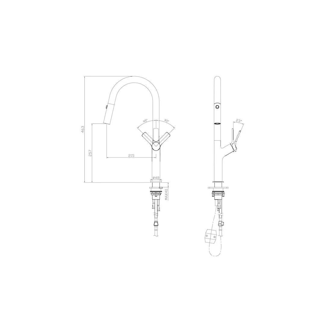 Linsol Tish Pull Out Sink Mixer - Matte Black - Image 2