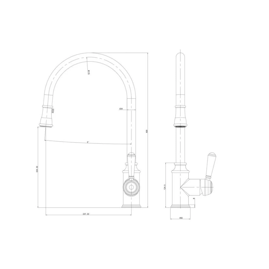 Linsol Tommy Pull Out Sink Mixer - Matte Black - Image 3