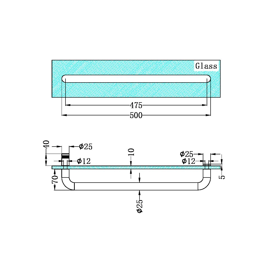 Nero Towel Bar 500mm - Chrome - Image 2