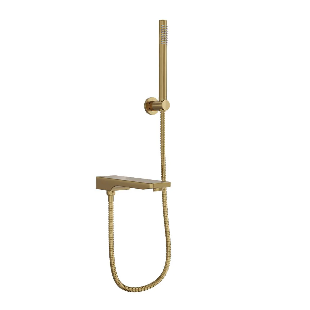 Linsol Tara Bath Spout with Divertor and Hand Shower - Brushed Brass