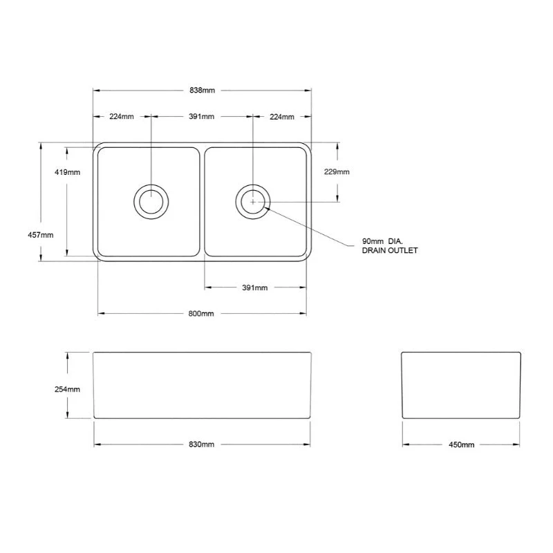 Turner Hastings Novi 850mm Fireclay Butler Sink - White Matte - Image 6
