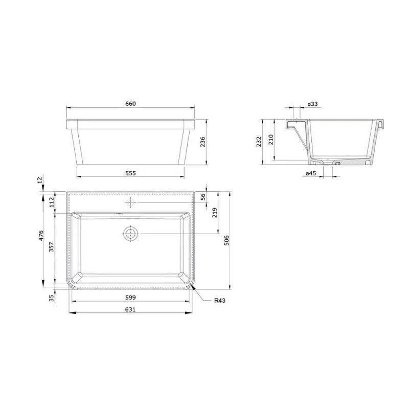 Turner Hastings Ravine 66 x 51 Fireclay Inset Sink - Image 7