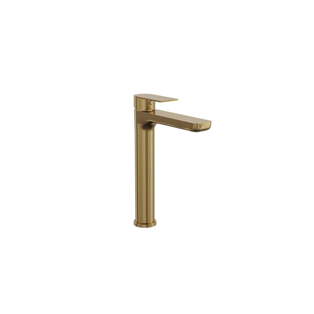 Linsol Vena Tall Basin Mixer - Brushed Brass - Image 2