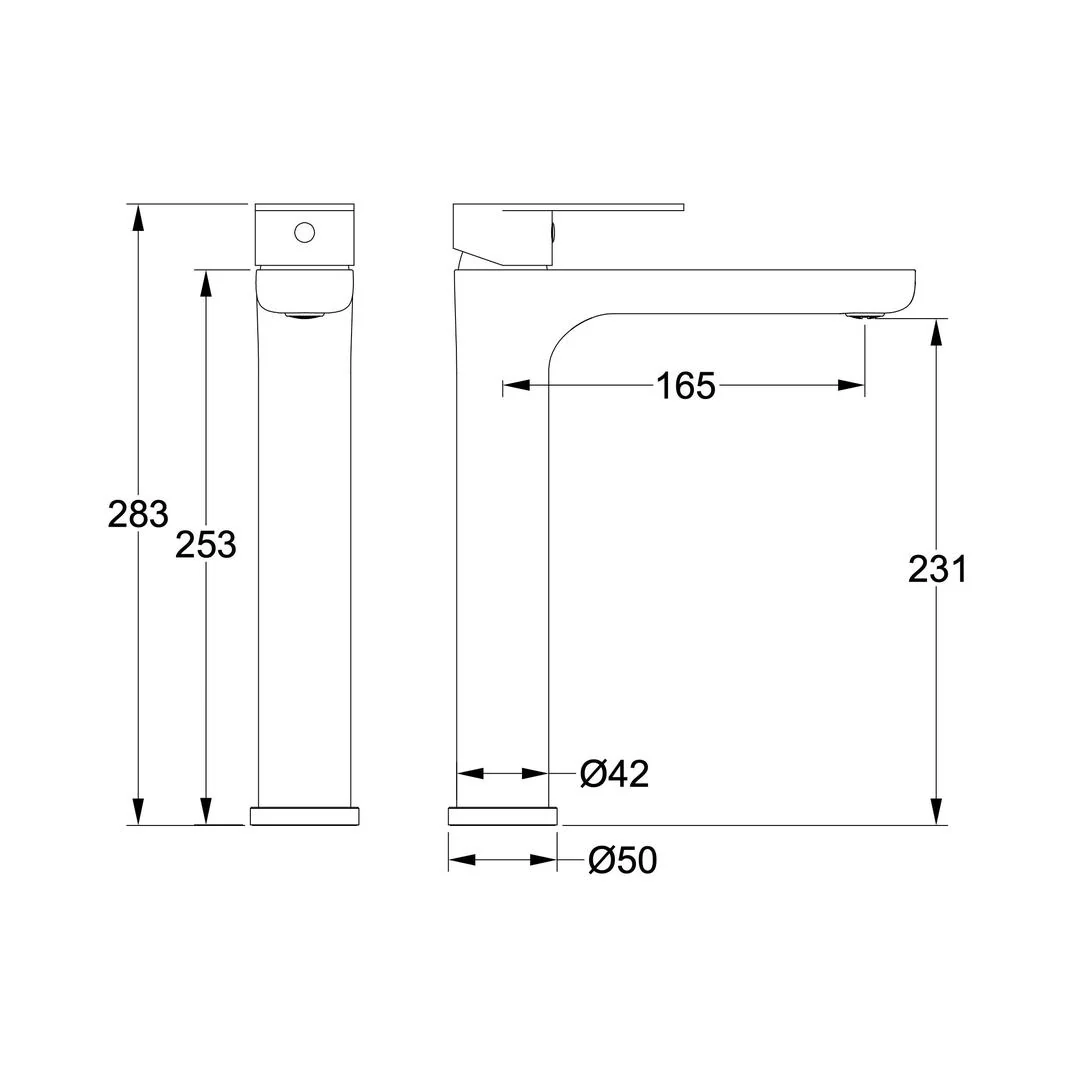 Linsol Vena Tall Basin Mixer - Matte Black - Image 3