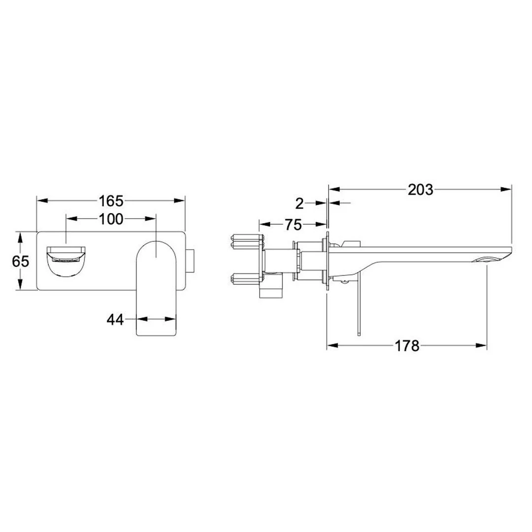 Linsol Vena Wall Basin or Bath Mixer - Brushed Brass - Image 3