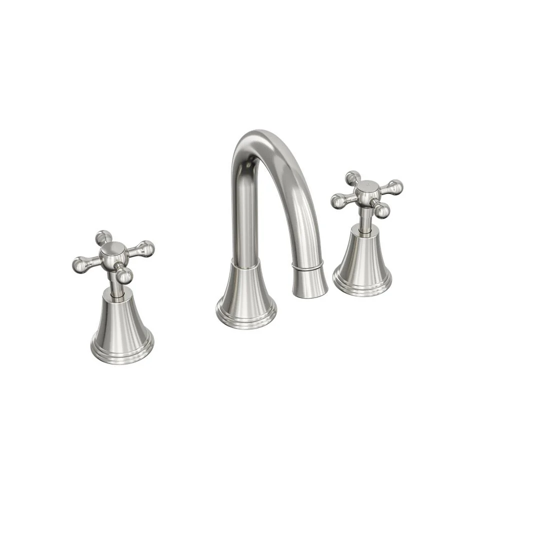 Linsol Vintage Cross Handle Basin Set - Brushed Nickel - Image 2