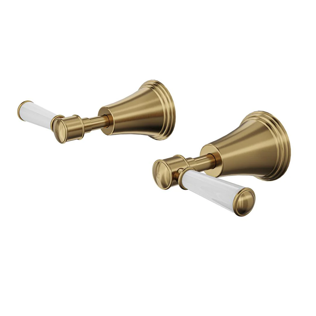 Linsol Vintage Lever Handle Wall Top Assemblies - Brushed Brass