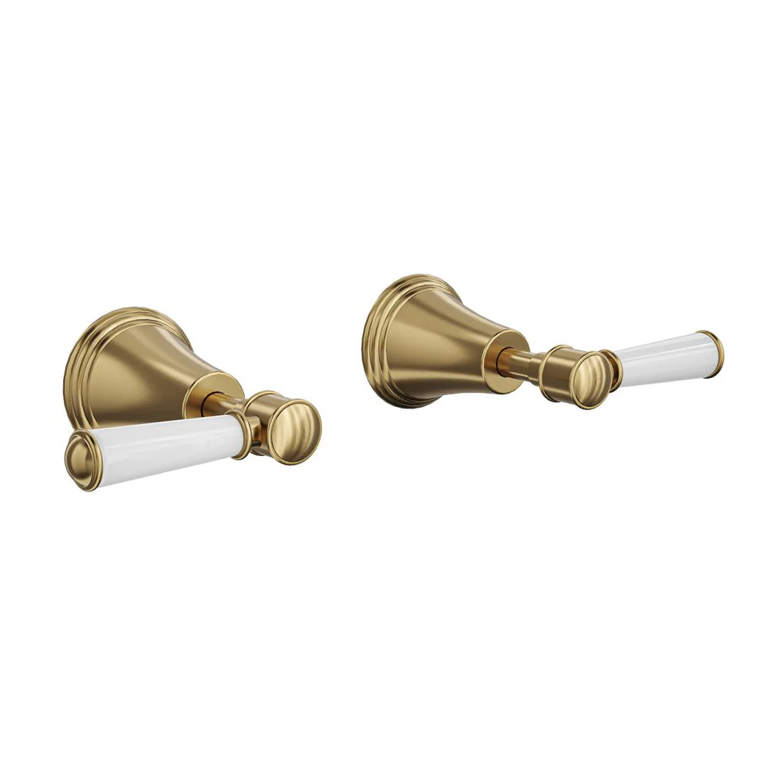 Linsol Vintage Lever Handle Wall Top Assemblies - Brushed Brass - Image 2