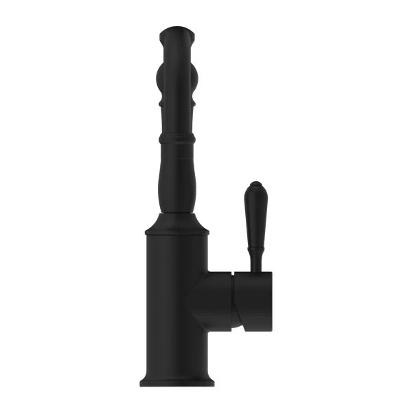 Nero York Basin Mixer Hook Spout With Metal Lever - Black Matte - Image 2