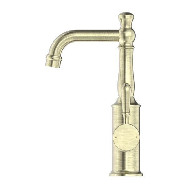 Nero York Basin Mixer With Metal Lever - Aged Brass - Image 3