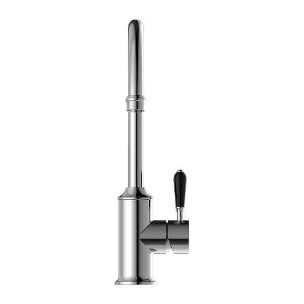 Nero York Kitchen Mixer Gooseneck Spout With Black Porcelain Lever - Chrome - Image 2