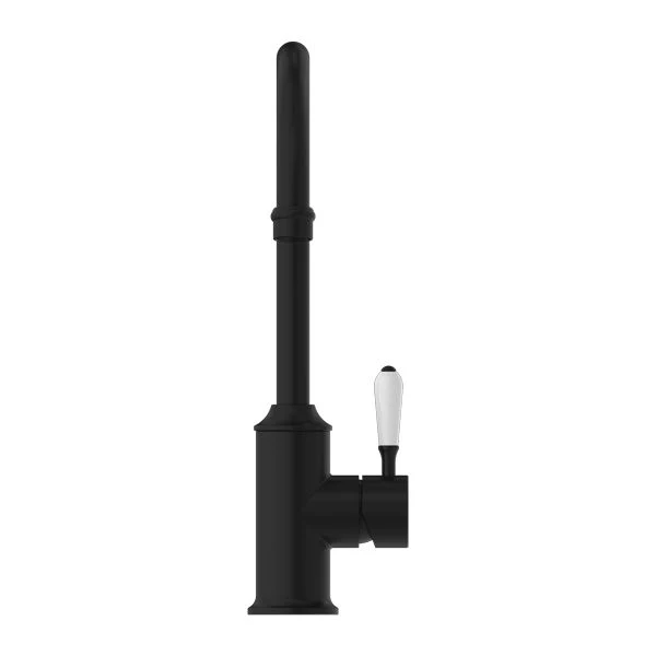 Nero York Kitchen Mixer Gooseneck Spout With White Porcelain Lever - Black Matte - Image 2