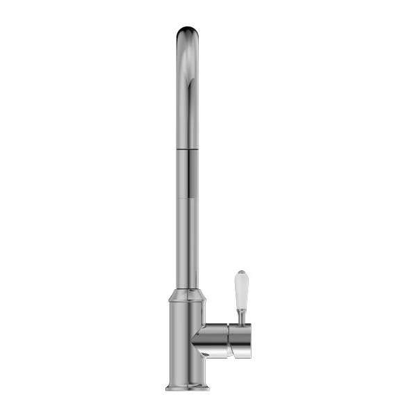 Nero York Pull Out Sink Mixer With Vegie Spray Function With White Porcelain Lever - Chrome - Image 2