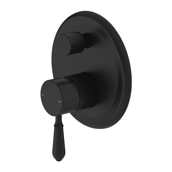 Nero York Shower Mixer With Diverter With Metal Lever - Black Matte