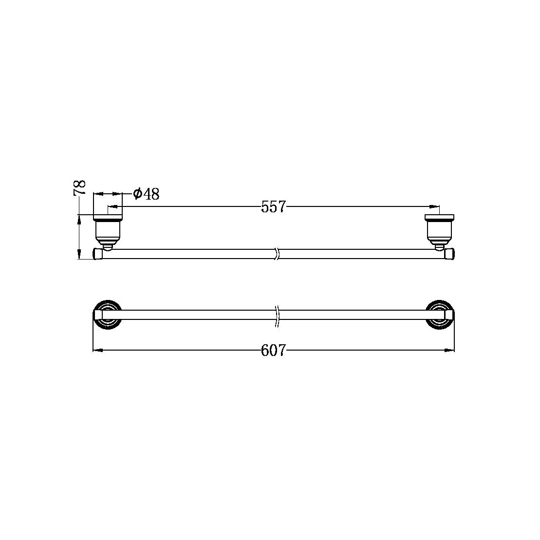 Nero York Single Towel Rail 600mm - Chrome - Image 4