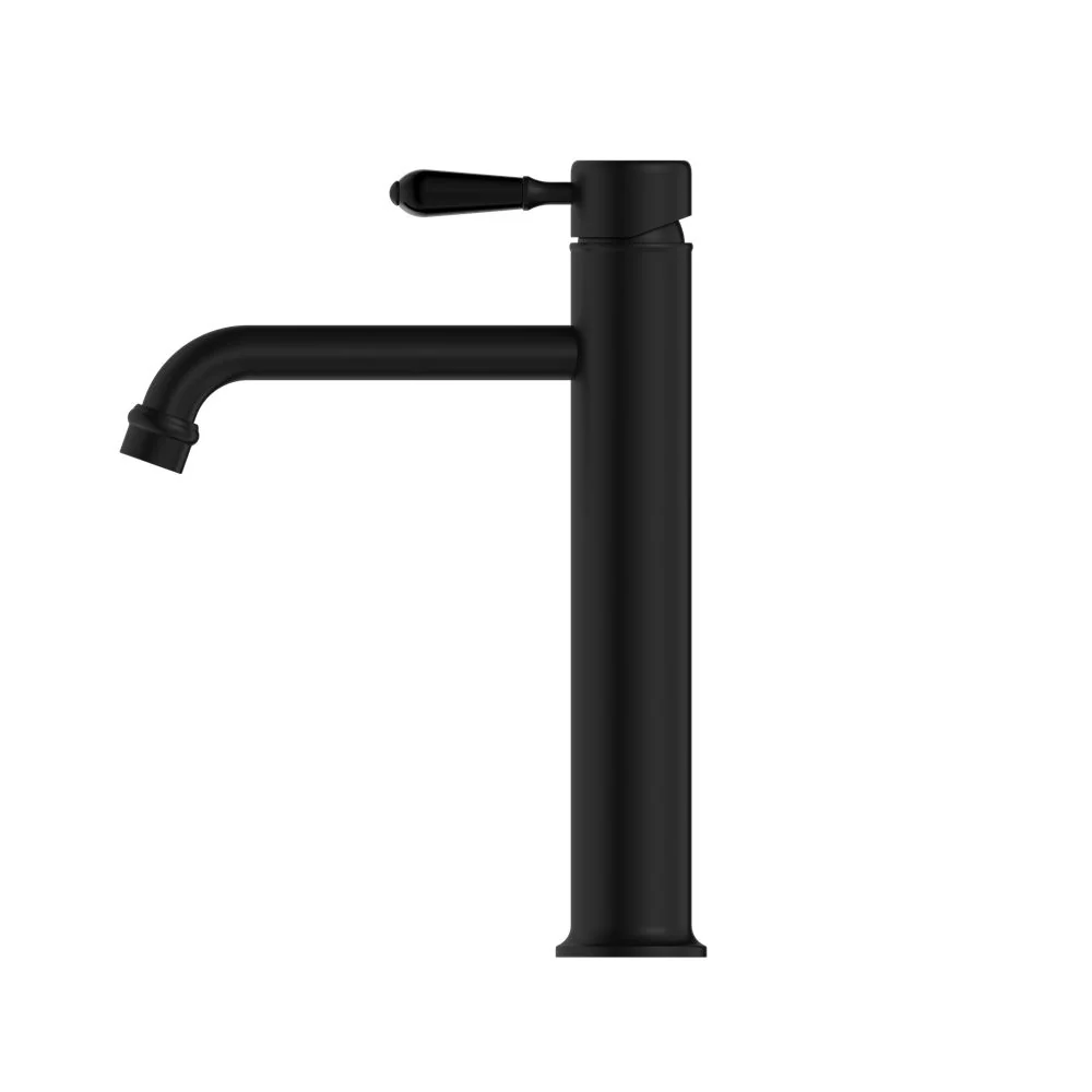 Nero York Straight Tall Basin Mixer With Metal Lever - Black Matte - Image 2