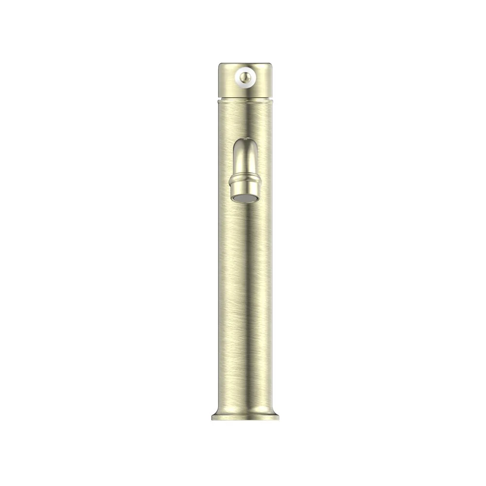 Nero York Straight Tall Basin Mixer With White Porcelain Lever - Aged Brass - Image 3