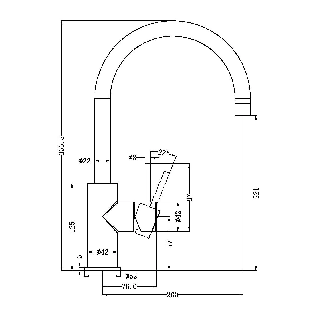 Nero Zen 316L Kitchen Mixer - Graphite - Image 2