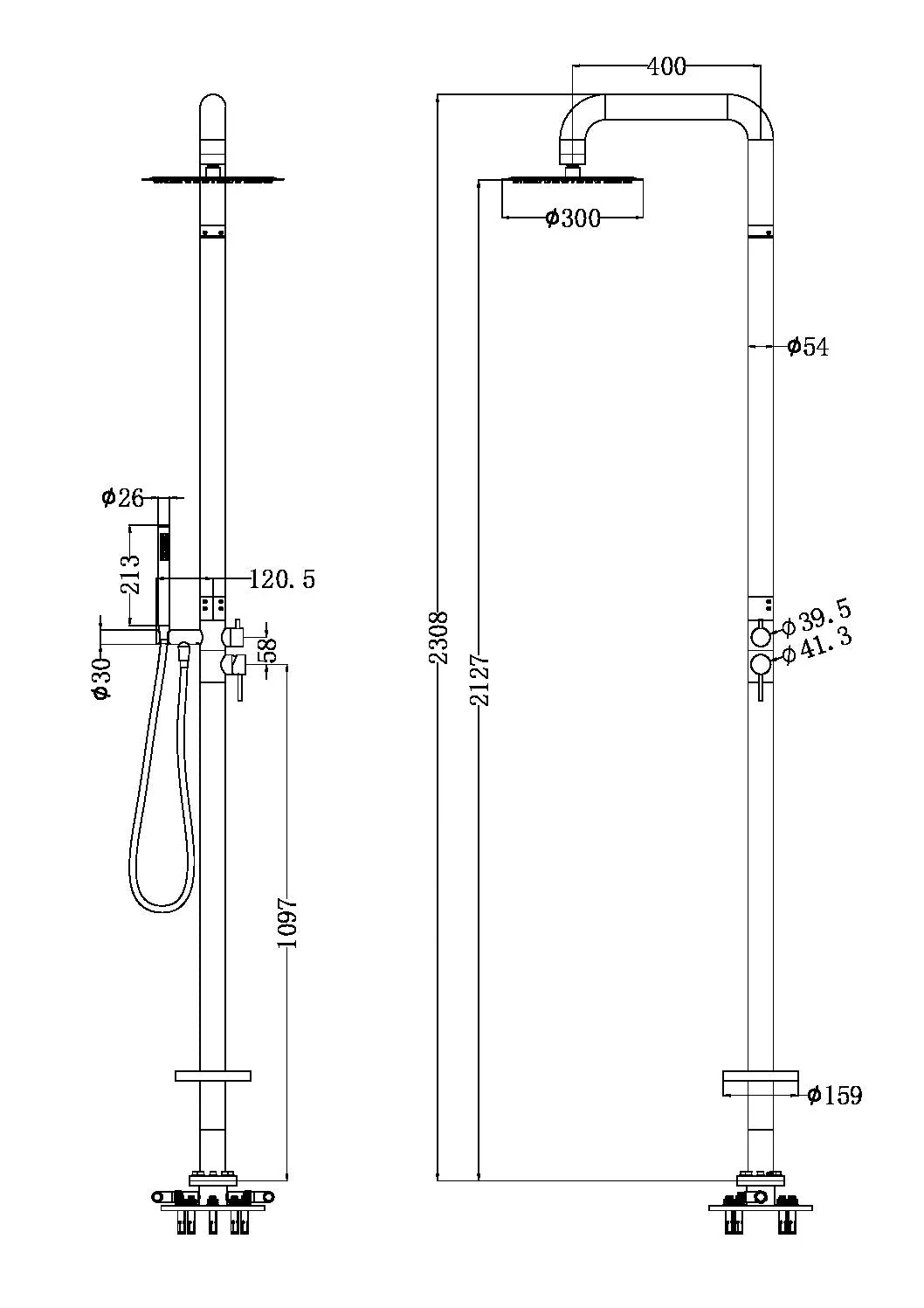Nero Zen 316L Outdoor Freestanding Shower Column - Brushed Bronze - Image 2