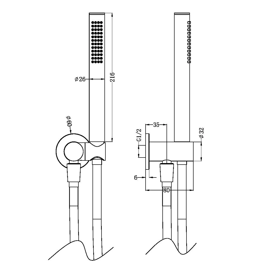 Nero Zen 316L Shower On Bracket With Outdoor Shower Hose - Brushed Nickel - Image 2