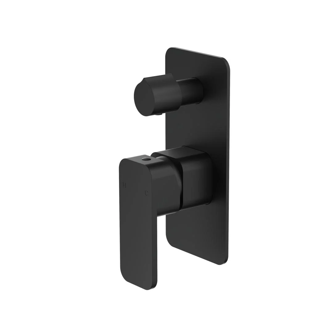 Linsol Zia 1-Plate Wall Mixer with Divertor Trim Kit - Matte Black
