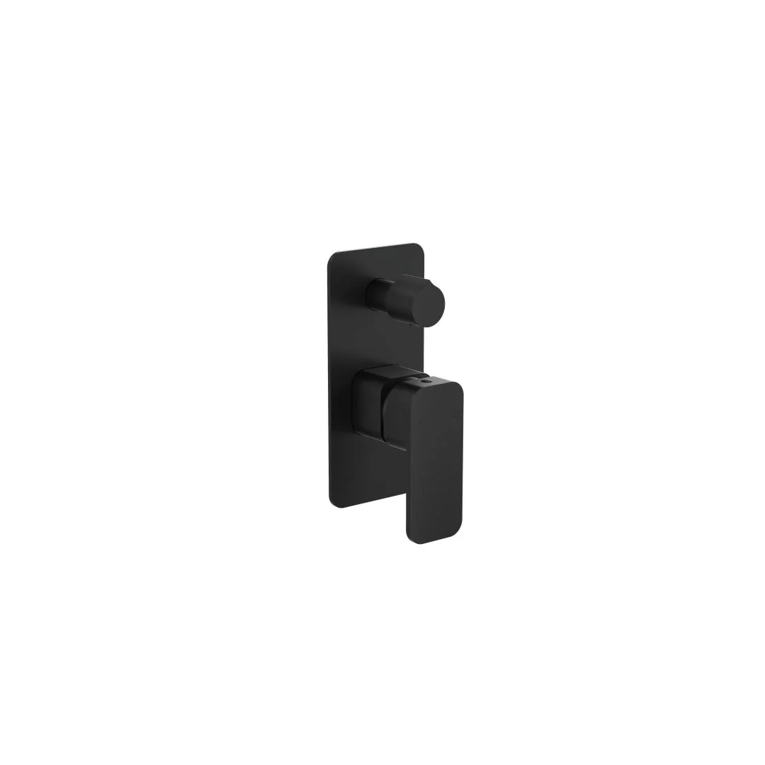 Linsol Zia 1-Plate Wall Mixer with Divertor Trim Kit - Matte Black - Image 2
