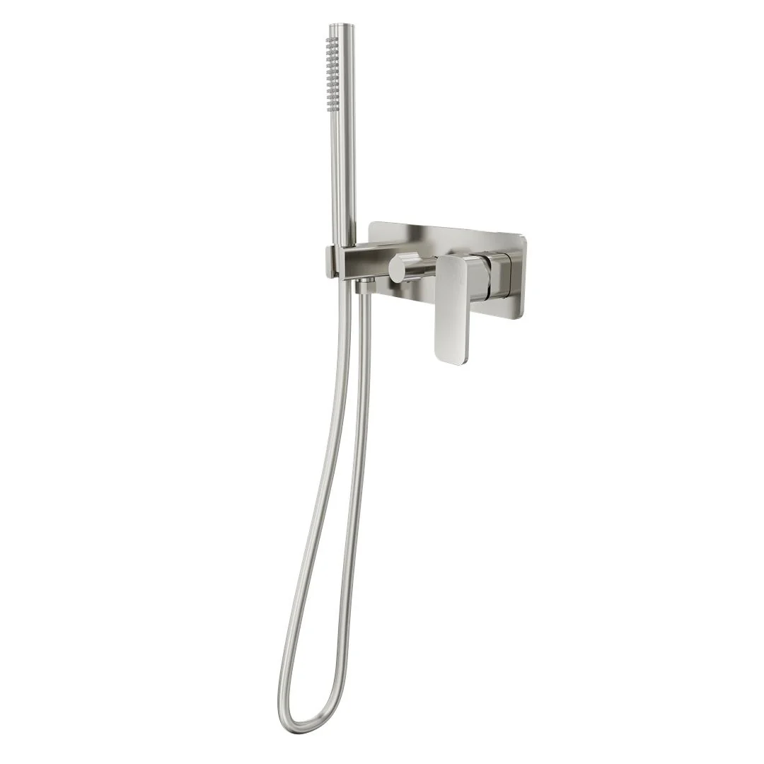 Linsol Zia 1-Plate Wall Mixer with Hand Shower Trim Kit - Brushed Nickel
